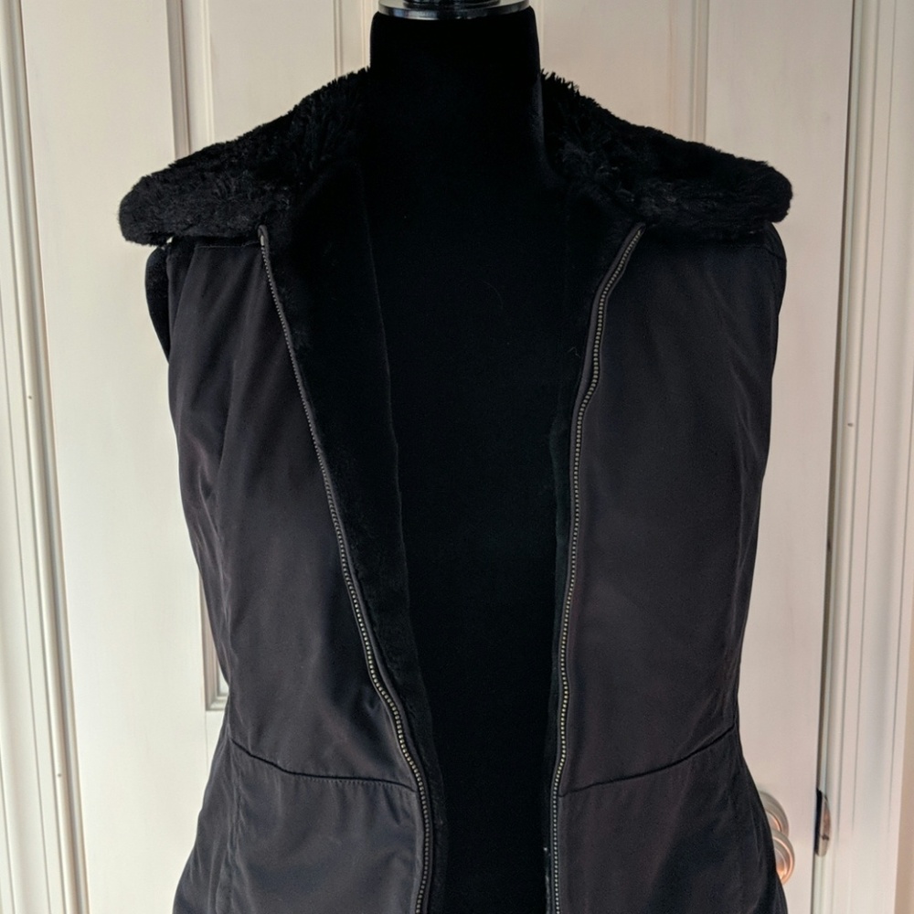 Faux fur lined black vest